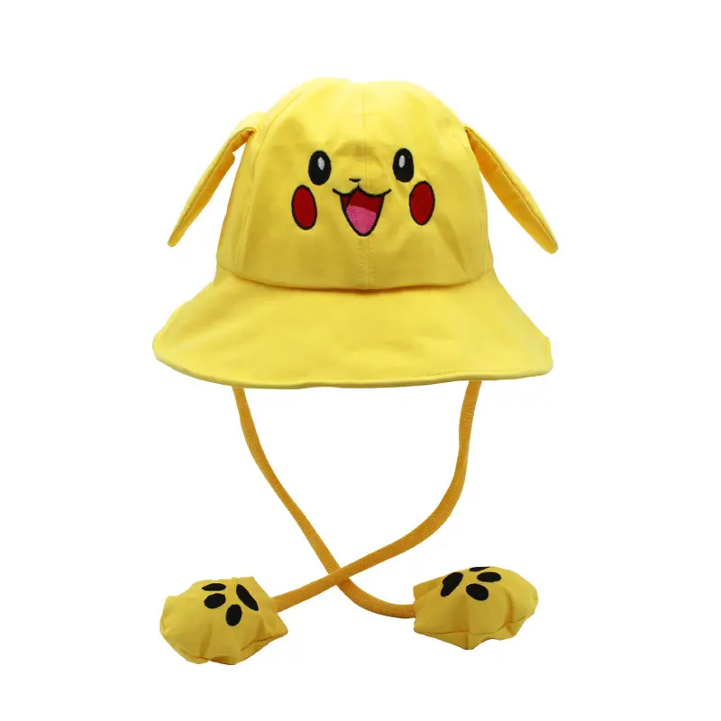 Rabbit Moving Ears Spring And Summer bucket Hats Children'S Sunshade Protection Parent-Child Pikachu bucket Hat