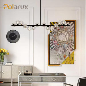 <span class=keywords><strong>Suspension</strong></span> Scala Balls-Barre linéaire en laiton avec globes d'ambre soufflé, lustre de salle à manger moderne pour île, loft, <span class=keywords><strong>salon</strong></span> - Product Image 1