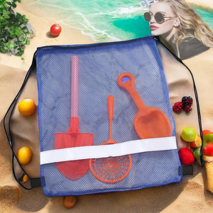 Grand sac à dos de plage pour enfants avec cordon de serrage pour la natation Sacs en maille de nylon pour la vente en gros <span class=keywords><strong>d</strong></span>'épicerie avec logo personnalisé - Product Image 3