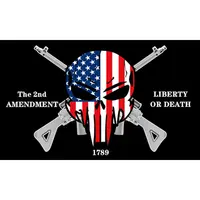 Grosir Dicetak FRF Liberty atau Kematian 2nd Amendel Silang Senapan Amerika 3X5 Kaki Luar Ruangan Amerika Punisher Senapan Tengkorak 1789 Bendera