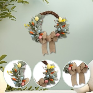 Nouvelle grande couronne de rotin d'<span class=keywords><strong>oeuf</strong></span> de Pâques transfrontalière pour la décoration de vacances de fête de porte et de fenêtre de Noël - Product Image 2