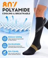 Chaussettes de compression noires mi-hautes respirantes en polyamide pour la course, les voyages, les infirmières, le bureau, confort toute la journée