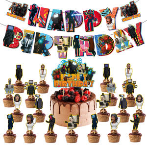 Decoración regalo niños juguetes Banner Cake Topper Skibidi inodoro altavoz TV Camara hombre banderas Feliz <span class=keywords><strong>cumpleaños</strong></span> Anime fiesta globos - Product Image 6