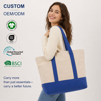 Tas Tote Kanvas Ukuran Besar Kualitas Premium Logo Kustom Kantong Depan Katun Tas Belanja Tugas Berat Dengan Tali