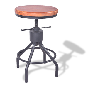 Tabouret <span class=keywords><strong>de</strong></span> <span class=keywords><strong>bar</strong></span> industriel rustique avec plateau en bois pivotant sans dossier - Product Image 5