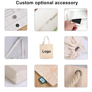 カスタムロゴプリントブランク再利用可能食料品ショッパートートバッグ無地ポリエステルコットンキャンバスショッピングトートバッグ - Product Image 4