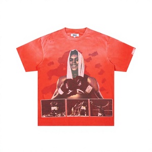 Camiseta Oversize de Algodón 100% Pesado DUAA en Oferta, con Estampado Retro de Graffiti y Pedrería, Estilo Urbano para Hombre, Antiarrugas - Product Image 3
