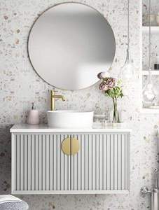 Hangzhou <strong>Ready</strong> <strong>Made</strong> White Modern Style Mirror MDF PVC <strong>Bathroom</strong> Cabinet Floating Vanity - Product Image 5