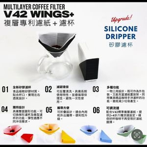 Kit goutteur de café multicouche en forme de V V42 Filtres à café moulu multicouches (80 pièces) + goutteur en silicone durable (bleu) - Product Image 3
