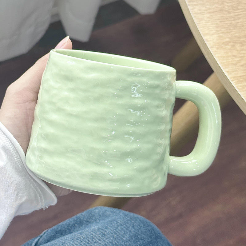Single Cup - Stone Pattern Ceramic Cup - Green