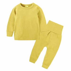 conjunto de ropa para niños 2 piezas pijamas para niños otoño invierno color puro niños pijamas de algodón - Product Image 4