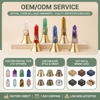 Tour de cristal naturel avec base cloche, ornements en améthyste, quartz rose, lapis-lazuli, sur support antique en laiton, pour la guérison et la décoration intérieure, OEM