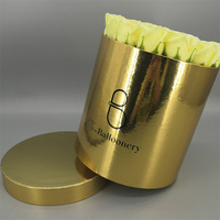 Boîte à fleurs ronde en carton fantaisie de qualité supérieure, en matériaux recyclés, couleur or et argent, logo personnalisé pour l'emballage de roses de mariage