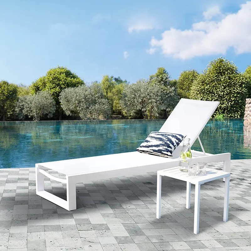 White Beach Poolside Garden Patio Furniture Outdoor Aluminum Pool Chaise Sun Lounger Chairs for Outside