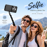 Étui de téléphone 3-en-1 pliable et extensible tout-en-un avec perche à selfie intégrée, compatible avec iPhone 16 17 18 Pro Max pour le vlogging