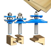 QIANMU 3PC 12MM 1/2 SHANK Small Ogee Rail Stile Backcutter Solid Carbide Polyester Powder Coated CNC Router Bits Set Milling