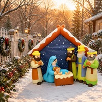Crèche de Noël avec anges et LED intégrées, décorations gonflables pour fête de Noël, jardin, pelouse, extérieur, hiver