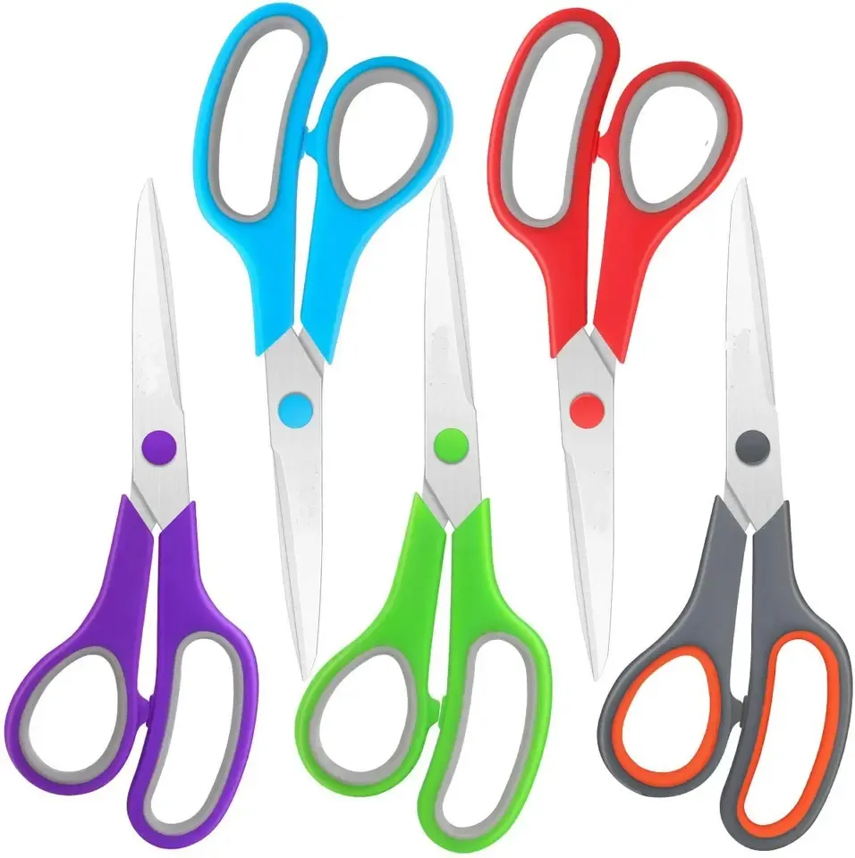 Multipurpose 8 inch Stainless Steel Sharp Office Scissors Home General Use Custom Logo Rainbow Office Scissors