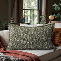 Coussin décoratif texturé vert sauge de luxe - Housse de coussin en bouclé tissé pour canapé et chambre - Décoration d'intérieur moderne bohème