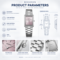 Nouvelle montre tendance pour femme, boîtier rectangulaire, cadran personnalisé, vintage, acier inoxydable 316L, montre à quartz pour femme, fournisseur de montres en Chine