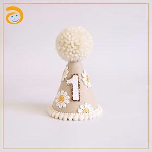 Chapeau de fête d'anniversaire en feutre avec couronnes chapeau de cône pour enfants pour fête d'anniversaire Photo accessoires décorations - Product Image 2