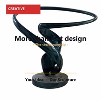 Bague ouverte en acier inoxydable bleu nuit, motif spirale, sculpture abstraite d'art moderne, vente en gros pour projets hôteliers