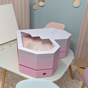 Caja de Regalo de Cartón con Forma de Corazón Holográfica Rosa con Logotipo Personalizado, Papel de Arte de 2 mm para el Cuidado de la Piel, para Embalaje de Cosméticos - Product Image 2