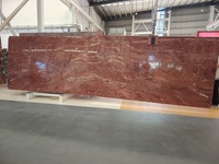 Panneau mural en marbre rouge poli au design moderne, prix des dalles en marbre Rosso