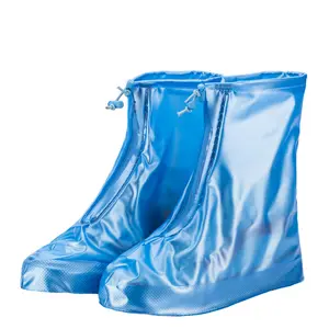 Mode PVC anti-dérapant couvre-chaussures imperméable pluie couvre-chaussures pliable neige couvre-chaussures Poly sac unisexe Midi bottes de pluie 2 paires