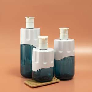 Dispenser botol plastik Gel mandi pribadi, wadah kosmetik Losion & sampo perawatan pribadi putih + biru 300ml 500ml 700ml - Product Image 4