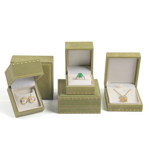 Chen lu tùy chỉnh sang trọng màu xanh lá cây nhung đồ trang sức Hộp nhẫn, lót mềm, ren đồ trang sức bao bì hộp. - Product Image 5