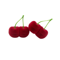 Boîte à bague en velours gaufré en forme de cerise HONFA Yingtao - Emballage de bijoux élégant pour les cadeaux de fiançailles et de la Saint-Valentin