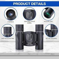 Jumelles HD 10X25, télescope pliable portable, mise au point manuelle compacte pour l'observation des oiseaux, la chasse, le camping