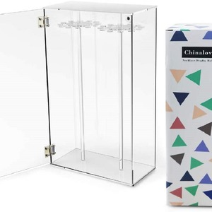 حامل قلادات أكريليك منظم للمجوهرات بـ <span class=keywords><strong>24</strong></span> خطافًا قابل للدوران حامل عرض صديق للبيئة قابل للطي لتخزين القلادات الشفافة - Product Image 6