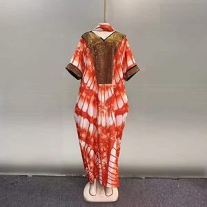 Wholesale New Middle Eastern Muslim Robe Short Sleeved Sequined Round Neck Elegant Dress - Product Image 3