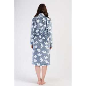 Bata de mujer de manga larga con cuello chal y bolsillo largo, tipo camisón. - Product Image 1