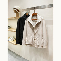 Giacca da Uomo con Colletto Rialzato, Antipiega, Multitasche, Stile Safari, Old Money, Business Casual, Capospalla Autunnale