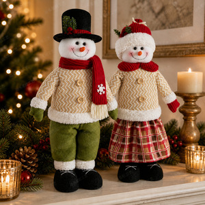 Muñeco de Nieve Navideño de Peluche con Traje Tejido, Bufanda y Gorro para Decoración de Chimenea, Mesa, Hogar, Fiesta, Regalo de Navidad - Product Image 2