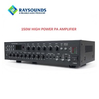 Amplificateur de puissance audio commercial 150W, amplificateur de sonorisation PA 100V 70V 4-16 Ohms avec Bluetooth USB pour écoles et commerces
