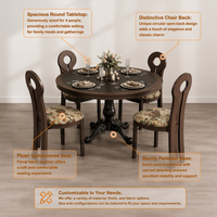 Ensemble de meubles de restaurant classiques de luxe, tables rondes, chaises à dossier haut avec motifs floraux, vente en gros moderne