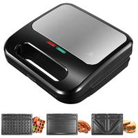 Aifa - Machine à gaufres et à beignets antiadhésive personnalisée, presse à panini, gril électrique, machine à sandwichs triangulaires 4 tranches pour le petit-déjeuner