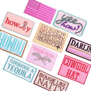 Patchs brodés personnalisés vintage en gros pour chapeaux de cow-boy western, patchs thermocollants en tissu brodé pour casquettes de camionneur et vêtements - Product Image 4