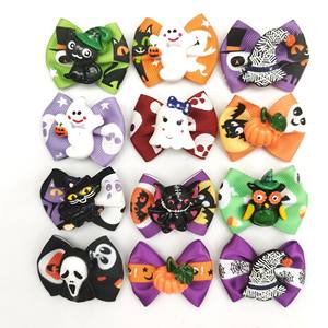 Groothandel Kleurrijke Halloween Huisdier Trim Strikken Bloemenhond Puppy Haar Strik Met Rubberen Band - Product Image 5