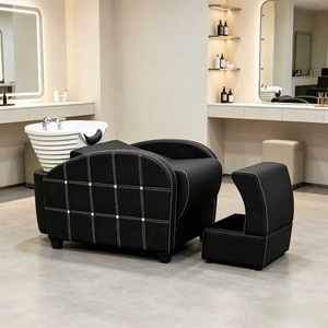 Lit de lavage de cheveux semi-allongé spécial salon de coiffure avec bac en céramique profond - Product Image 1