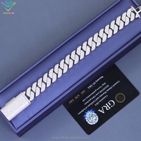 Bracelet en argent massif 925 avec chaîne cubaine en moissanite VVS, testé au diamant, 15 mm de large, style hip-hop pour homme