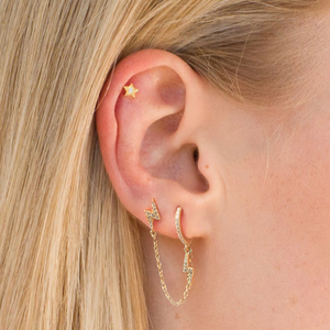 ROXI Boucle d'oreille double piercing en argent sterling 925, motif menottes, chaîne et éclair - Product Image 4