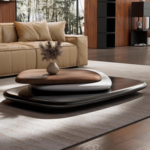 <span class=keywords><strong>Mesa</strong></span> de Centro Moderna y Duradera de Madera Maciza con Diseño Ovalado y Ondulado para Muebles de Sala de Estar - Product Image 3