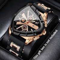 Montre-bracelet sport pour homme à cadran triangulaire, chronographe à quartz, bracelet en silicone, montre décontractée pour homme avec affichage de la date