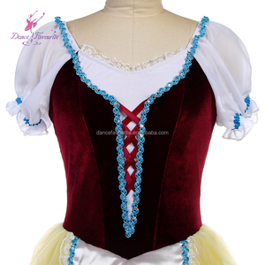 26005 Body da Danza Romantica in Tulle Morbido <span class=keywords><strong>Giallo</strong></span> con Corpetto Bordeaux - <span class=keywords><strong>Tutù</strong></span> da Balletto - Product Image 5