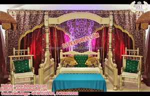 Fondos bordados de escenario Mehndi musulmán, telón de fondo bordado de Diseñador de Escenario de boda, telón de fondo bordado de boda india y cortina - Product Image 3